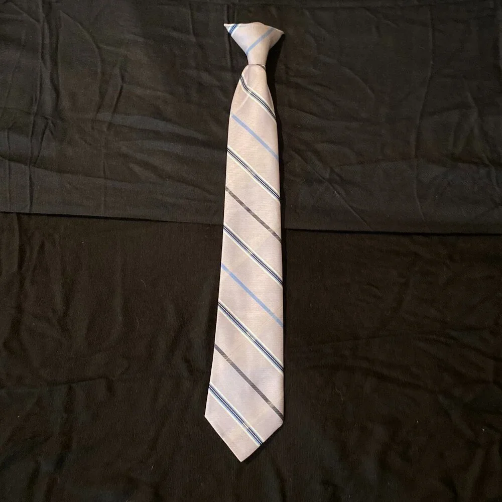 Pink/Purple With White and Blue Stripes Clip-On Tie